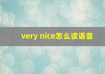 very nice怎么读语音